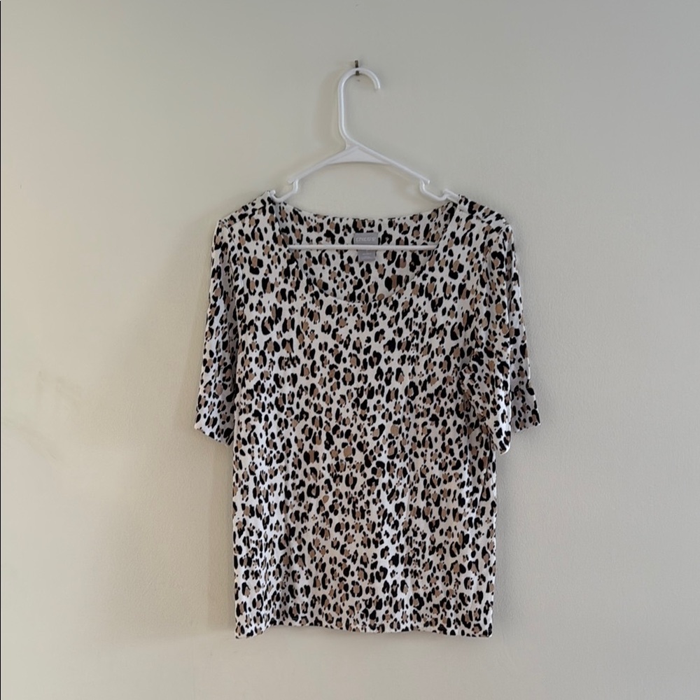 Chico's Black and White Boxy 3/4 Sleeve Blouse